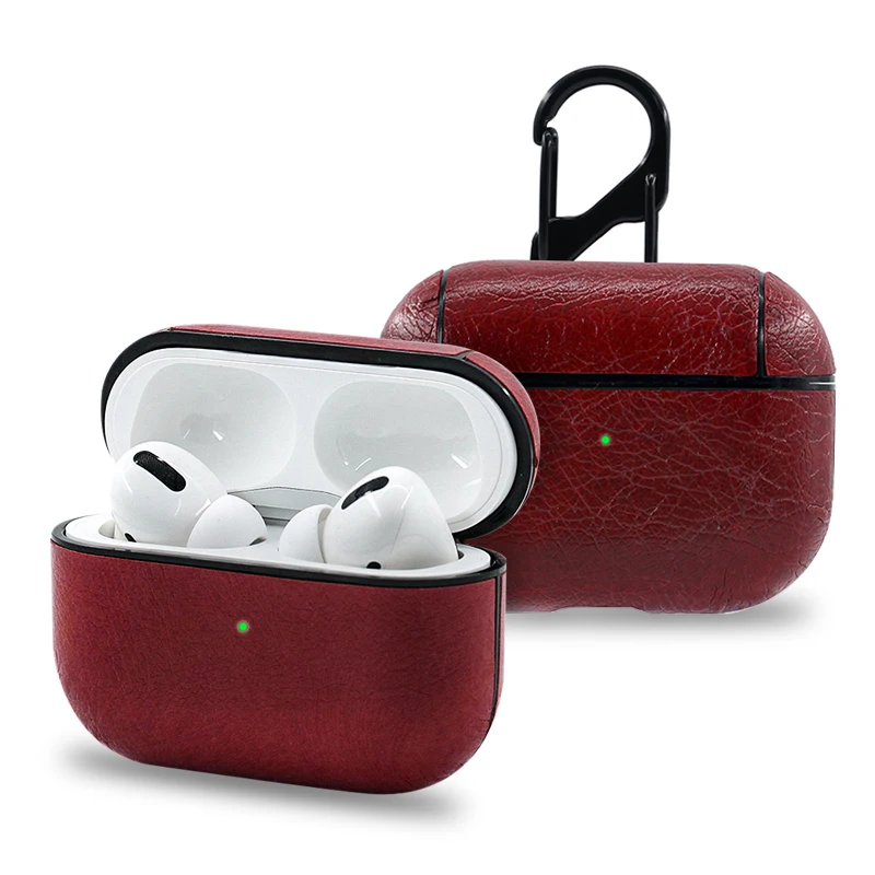 Wine Red Для Apple AirPods Pro Bluetooth беспроводные наушники Кожаный чехол Чехол для AirPods Pro Funda чехол для зарядки чехол s - Цвет: Wine Red