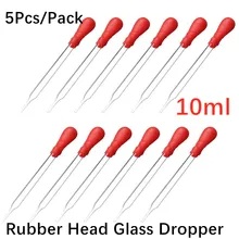 Glass Dropper Scale-Line Chemistry Rubber-Head Lab 10ml with Red Transparent Transparent