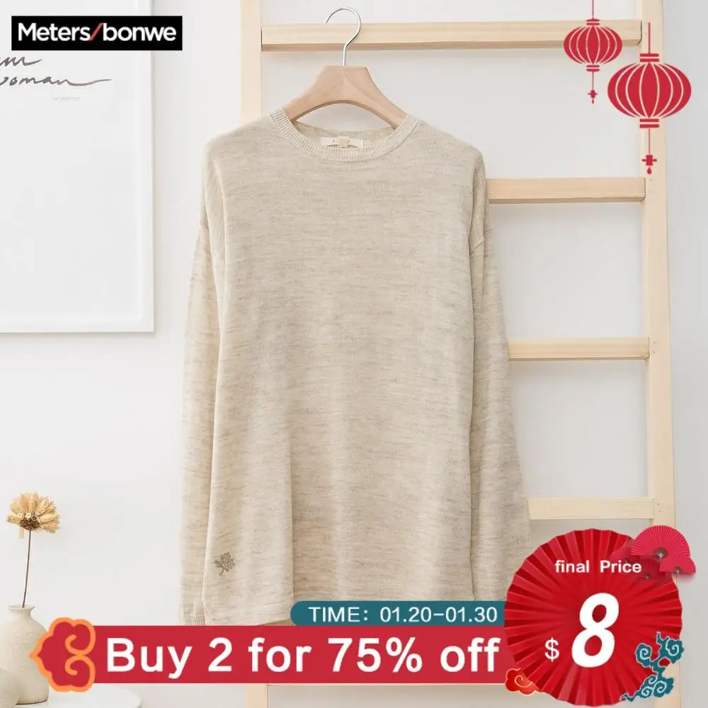 Cena Metersbonwe nowy marka lniany sweter mężczyzn 2019 moda jesień z długim rękawem dzianiny mężczyzn bawełniany sweter wysokiej jakości ubrania