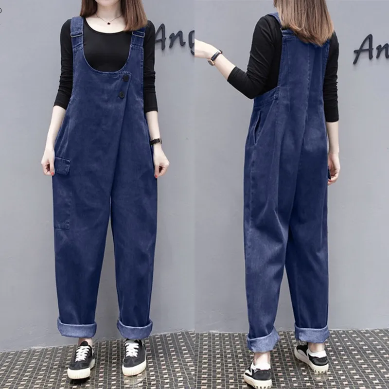

ZANZEA 2020 Women's Summer Jumpsuits Stylish Denim Blue Overalls Casual Strap Rompers Female Button Harem Pants Plus Size Turnip