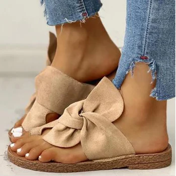 

2020 Summer Woman Flip Flops Slippers Beach Butterfly Knot Slides Ladies Casual Shoes Female White Black Color Footwear Big Size