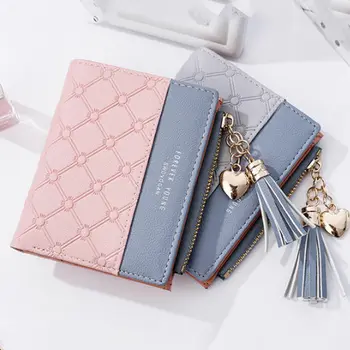 

Fashion PU Leather Wallet Women Girls Short Wallet Coin Purse Organizer Pocket Small Credit Card Holder Tassel Zippers Purse