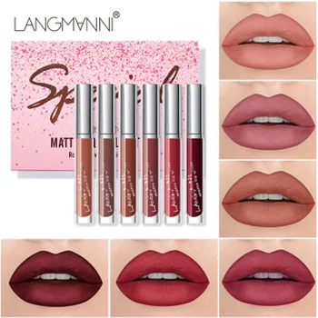 

6Colors Liquid Lipstick Set Matte Lipgloss Long Lasting Waterproof Lips Makeup Tools MPwell