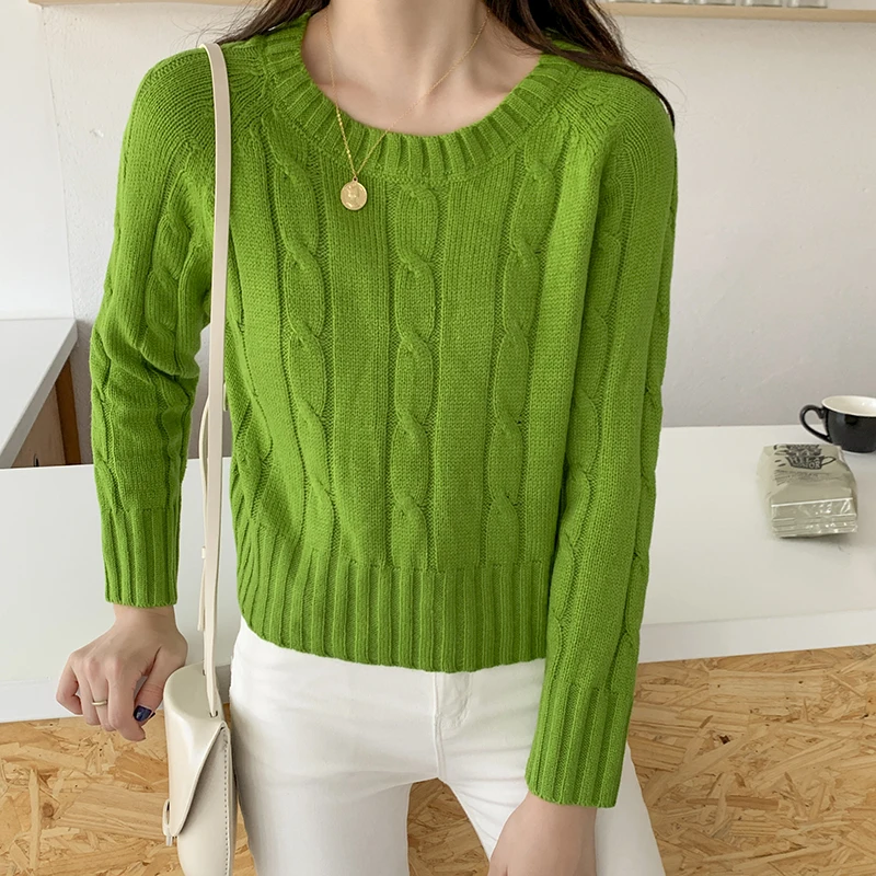 Women Sweaters Knitted Tops 2019 New Winter Casual Female Knitwear Candy Color Fashion O-Neck Woman Short Casual Pullovers   (5)