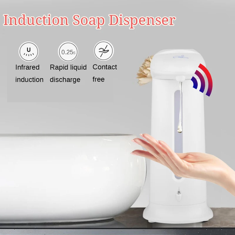 Hand Free Automatic Liquid Soap Dispenser Infrared Smart Sensor Portable Touchless Sanitizer Dispensers for Bathroom Kitchen