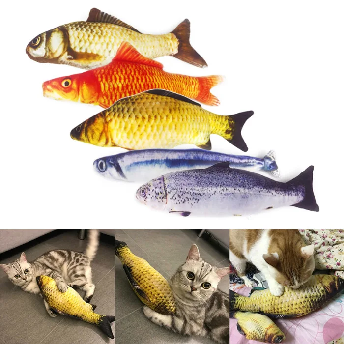 Cat Wagging Fish Realistic Plush Toy Simulation Catnip Soft Gift for Pet Chewing MDJ998