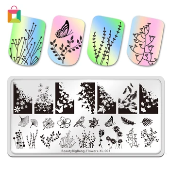 

BeautyBigBang Nail Art Stamping Plates Butterfly Nature Flower Bird Pattern Nail Templates DIY Image Manicure Tool Nail Design