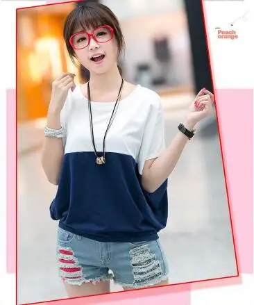 Новинка, модная женская футболка, Лоскутная, цветная, с круглым вырезом, свободная, хлопковая, женская футболка, топ, летняя, короткий рукав, Camisetas Feminina