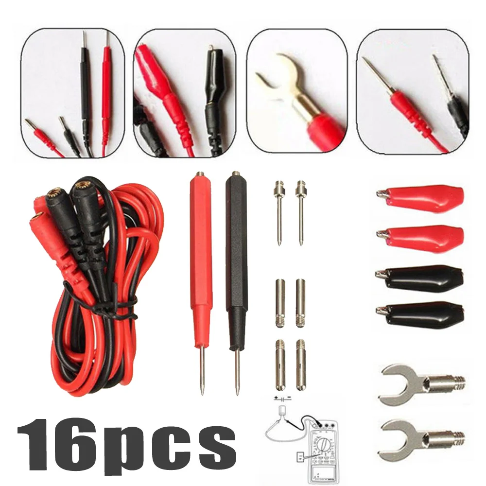 16pcs Multi Functional Multimeter Test Leads Kit Probes Voltage Meter