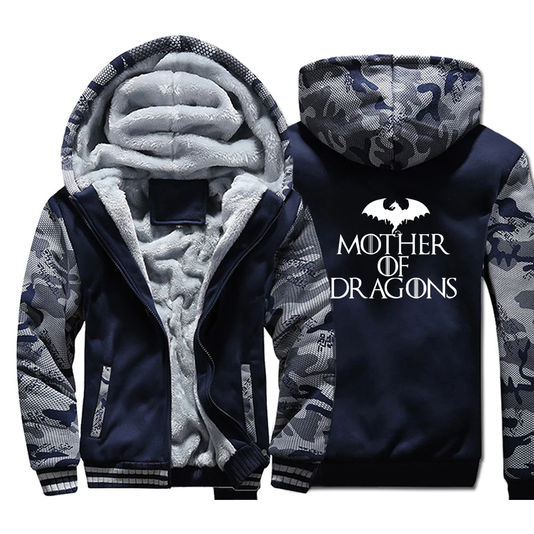 Game Of Thrones Mother Of Dragon Camo Hoodies Daenerys Mens Jacket New Winter Warm Hoody Fleece Camouflage Bodywarmer Coat