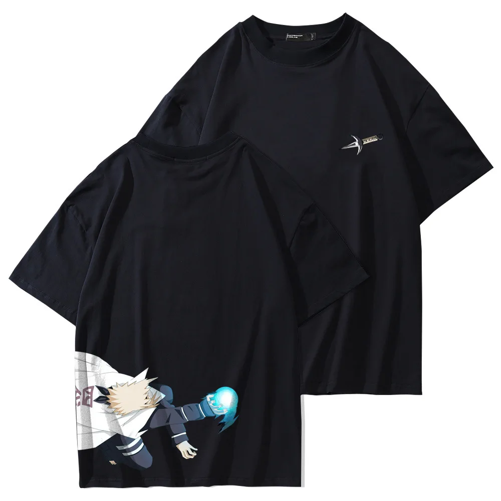 

NARUTO Namikaze Minato Rasengan Unisex T Shirt Japanese Anime Short Sleeve Black Loose Top Men Cotton T-shirt Harajuku Tshirt