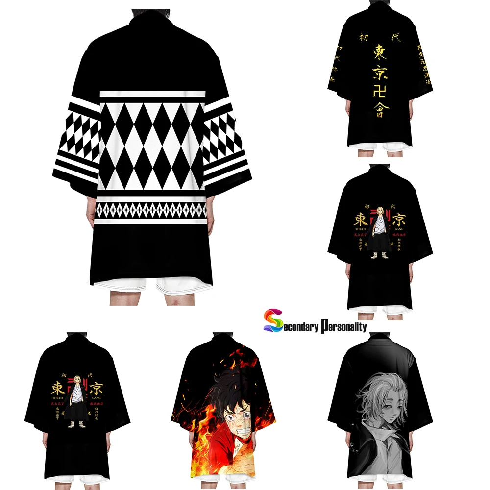 

Japanese Anime Tokyo Revengers Cosplay Costumes Hanagaki Takemichi Ken Ryuguji T-Shirt Cloak Jacket Haori Kimono Coat Halloween