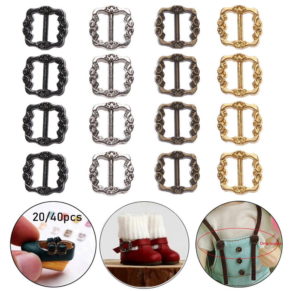 Plush Doll Accessories Doll Clothes Accessories Doll Accessories 20PCS Mini Ultra-small Diy Doll Button Tri-glide Pattern Belt Buckle Doll Bags Buckles For Shoes Clothes Craft Accessories