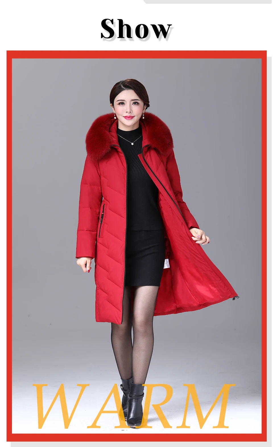 Зимняя женская куртка-пуховик, парка, длинная, Ультралегкая, Натуральное перо, настоящий Лисий мех, роскошное, высокое качество, утиный пух, пальто#8915