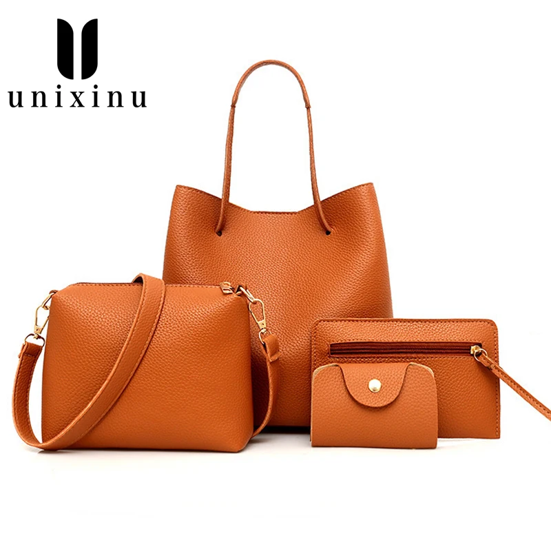 

2019 Fashion 4Pcs/Set Women Female Crossbody Bags For Teenage Girls Bag PU Leather Women Shoulder Women Bag Purse