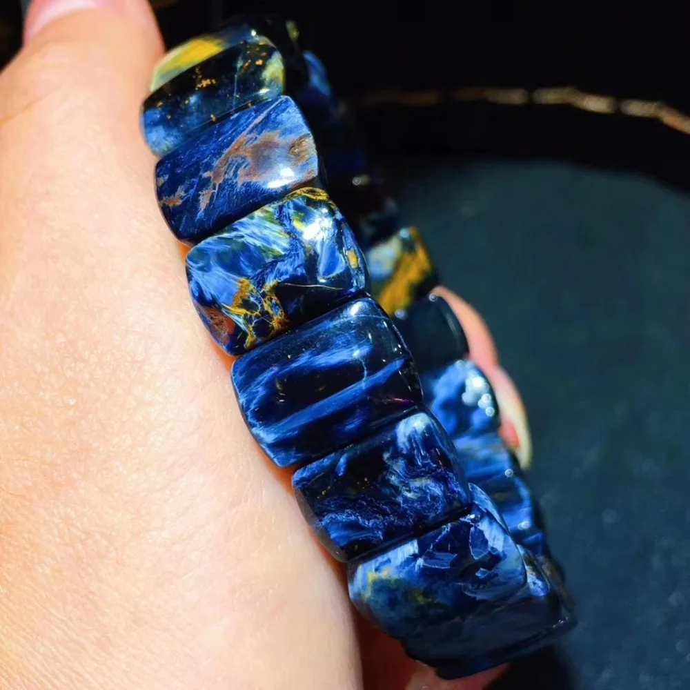 Натуральный синий драгоценный камень Pietersite 13x9 мм прямоугольник бусины браслет стрейч женщина мужчина Pietersite браслет Namibia AAAAAA