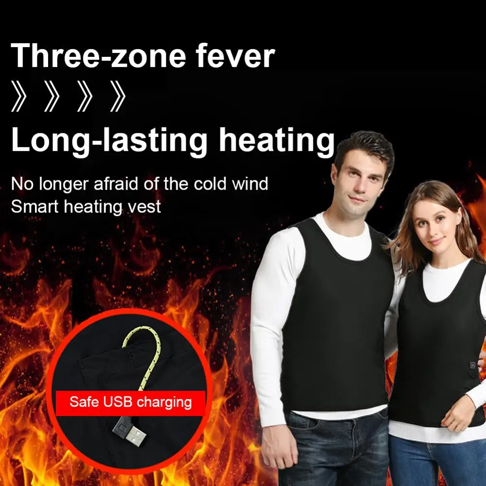 

2020 S-6XL Smart Electric Heating Vest Men and Women with The Same Electric Heating Vest Winter Inner Fleece Soft Heating Vest