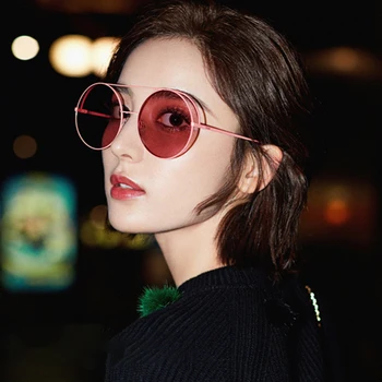 

Vintage Sexy Women Fashion Green Lens Sunglasses Women Vintage Luxury Brand Round Metal Frame Ladies Sun Glasses Shades UV400