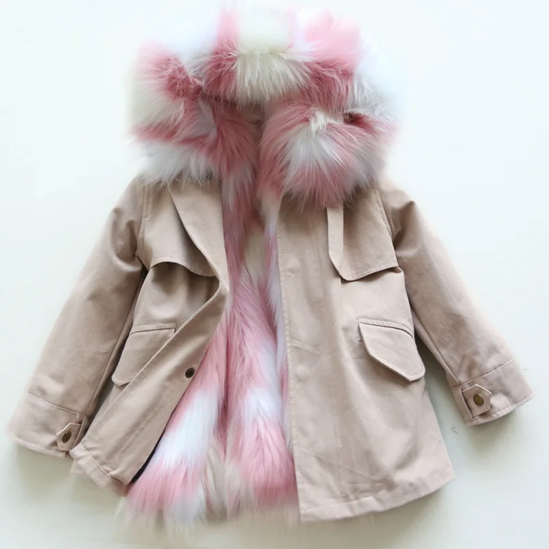 as picture Dollplus/-30 градусов зимняя куртка пальто с мехом для девочек; детская одежда; теплая куртка с капюшоном пальто из искусственного меха девушки верхняя одежда Для мальчиков ясельного возраста куртка - Цвет: as picture