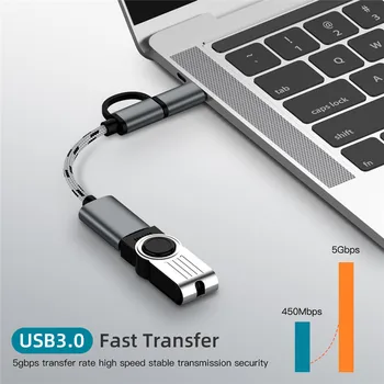 

New 2 In 1 OTG Adapter Cable Nylon Braid USB 3.0 To Micro USB Type C Data Sync Adapter For Huawei For MacBook U Disk Type-C OTG