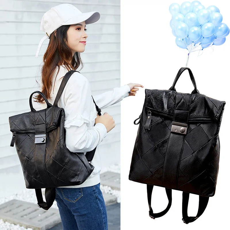 

Backpack Women's 2018 New Style Versitile Fashion Casual Korean-style Backpack Simple Soft Hide Substance WOMEN'S Bag Fashion
