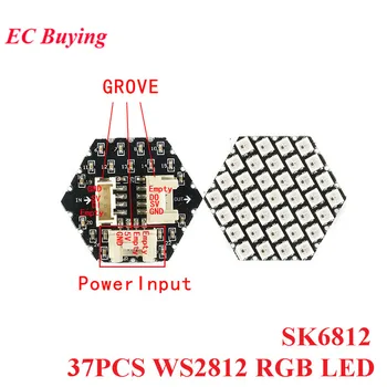 

M5Stack HEX Light Board SK6812 37pcs LED GROVE Port and Power Input Compatible ESP8266 ESP-01 ESP-01S WS2812 RGB LED For Arduino