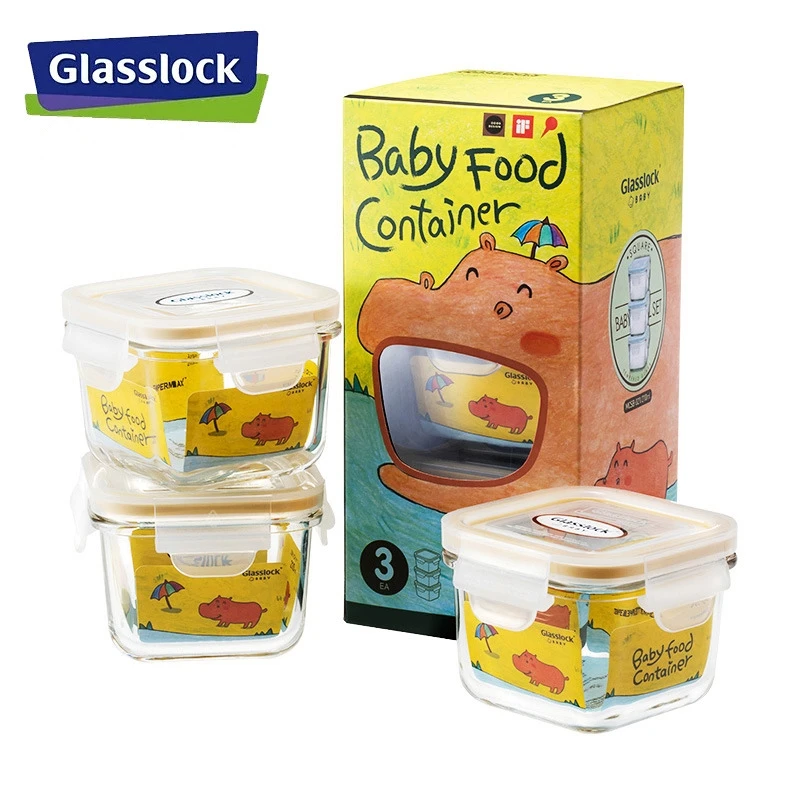 Набор из 3 стеклянных контейнеров для детского питания небольшая воздушная