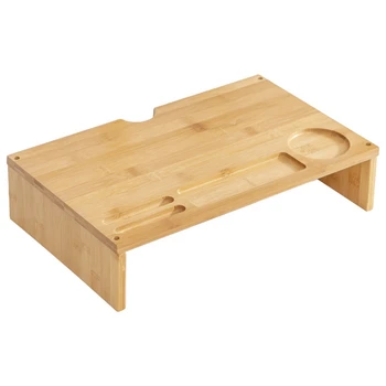 

Bamboo Monitor Stand with Smartphone Holder & Pen Notches for Home Office Computer, Laptop, TV, Tablet