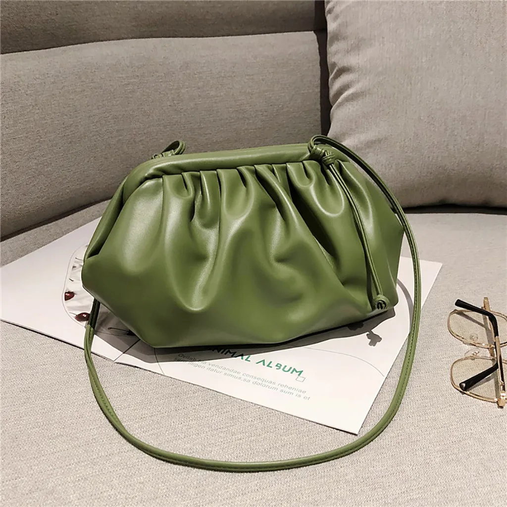 Плиссированная однотонная простая Дамская Портативная сумка через плечо женская сумка через плечо Wild Cloud Dumplings пакет bolsa feminina