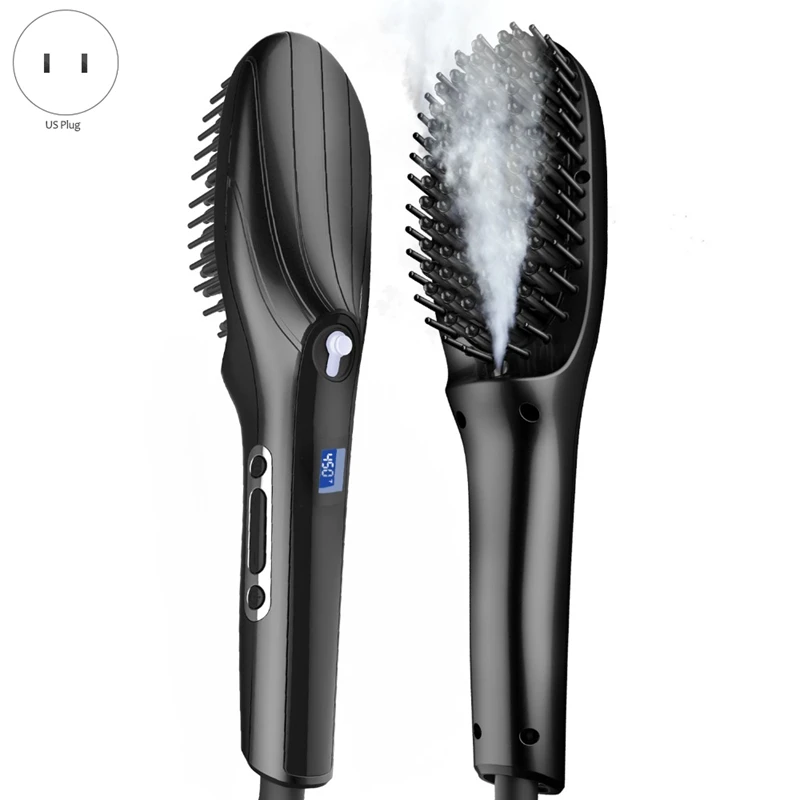 

US Plug Ions Comb Ionic Steam Iron Hair Straightener Straightening Iron Brush Perfect Styler LED Display