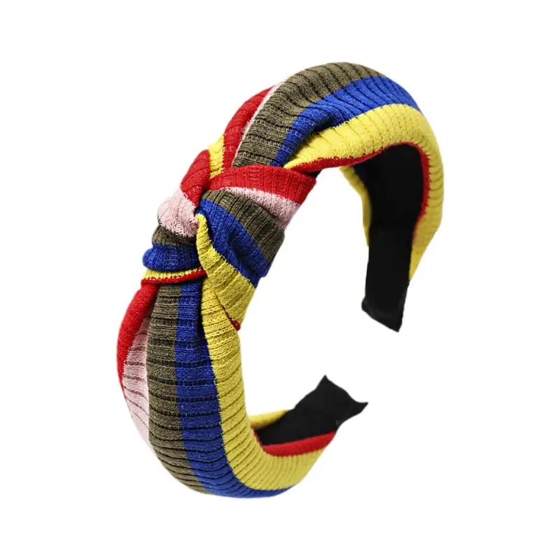 Royal blue Милая Тиара для девушек, завязанная головная повязка с широкими полями, полосатые повязки на голову, модные женские очаровательные аксессуары для волос - Окраска металла: Royal blue