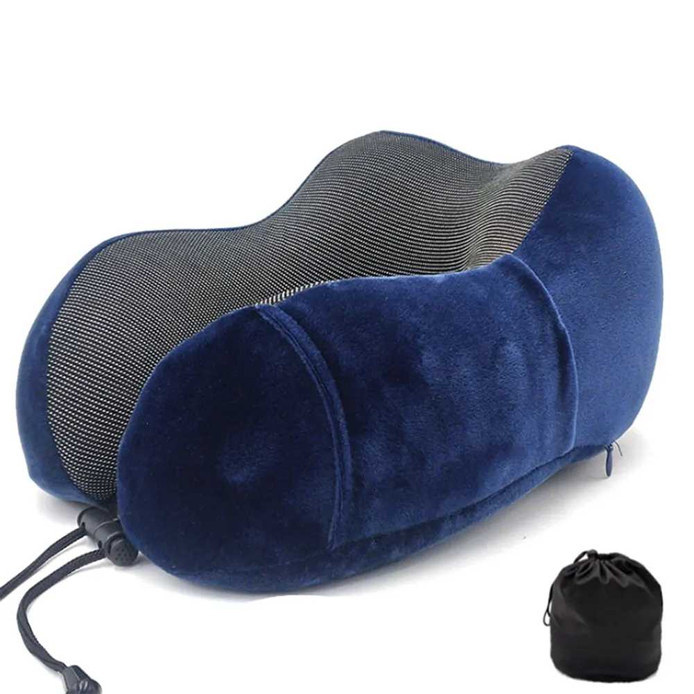 Новые u-образные подушки для шеи из пены памяти, мягкие, медленный отскок, дорожная подушка, твердый шейный затылочный медицинский постельные принадлежности, Прямая - Цвет: Navy