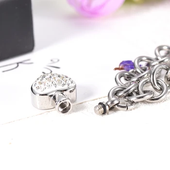 

X062 New Arriving! Link Chain Cremation Bracelet Heart Charm Mini Cremation Urn for Loved One's Ashes Keepsake Stainless Steel