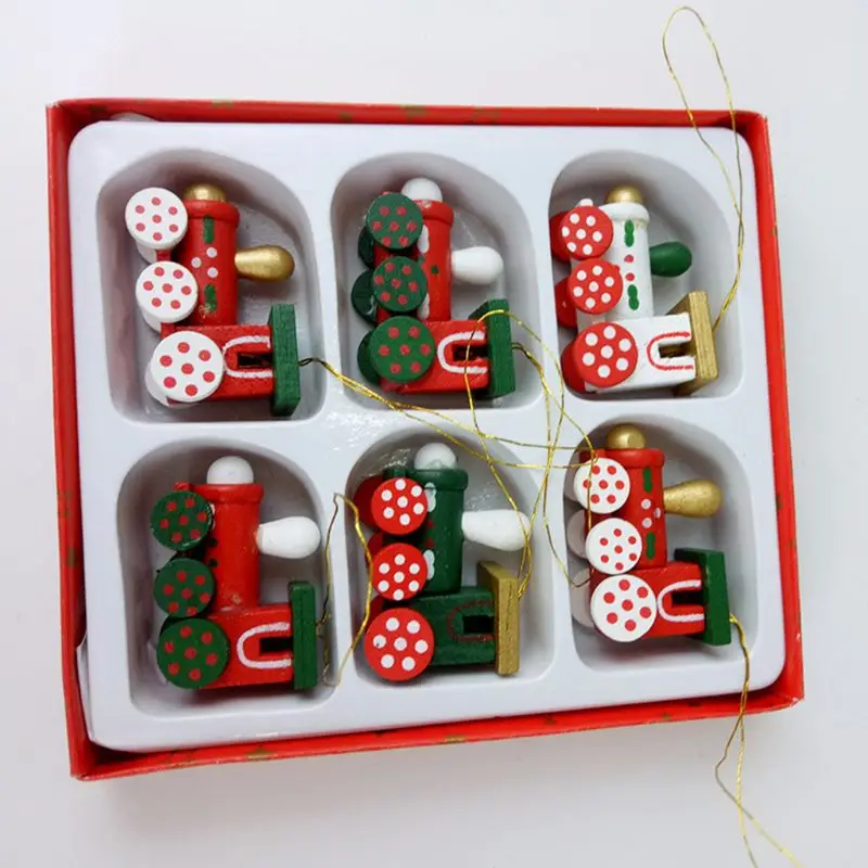 

6pc locomotive pendant hanging Christmas Tree Ornaments set Christmas train Decorations for Home X4YD