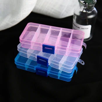

10 Grid Transparent Plastic Jewelry Storage Box Multi-grid Earrings Necklace Jewelry Box Storage Finishing Box