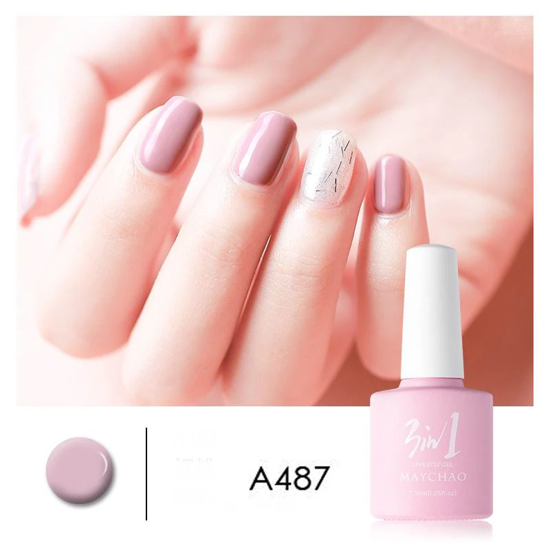 A487 MAYCHAO 36colors 3 in 1 Gel Nail Polish UV LED Gel Varnish Soak Off Nail Lacquer For Autumn Winter Long-lasting - Цвет: A487