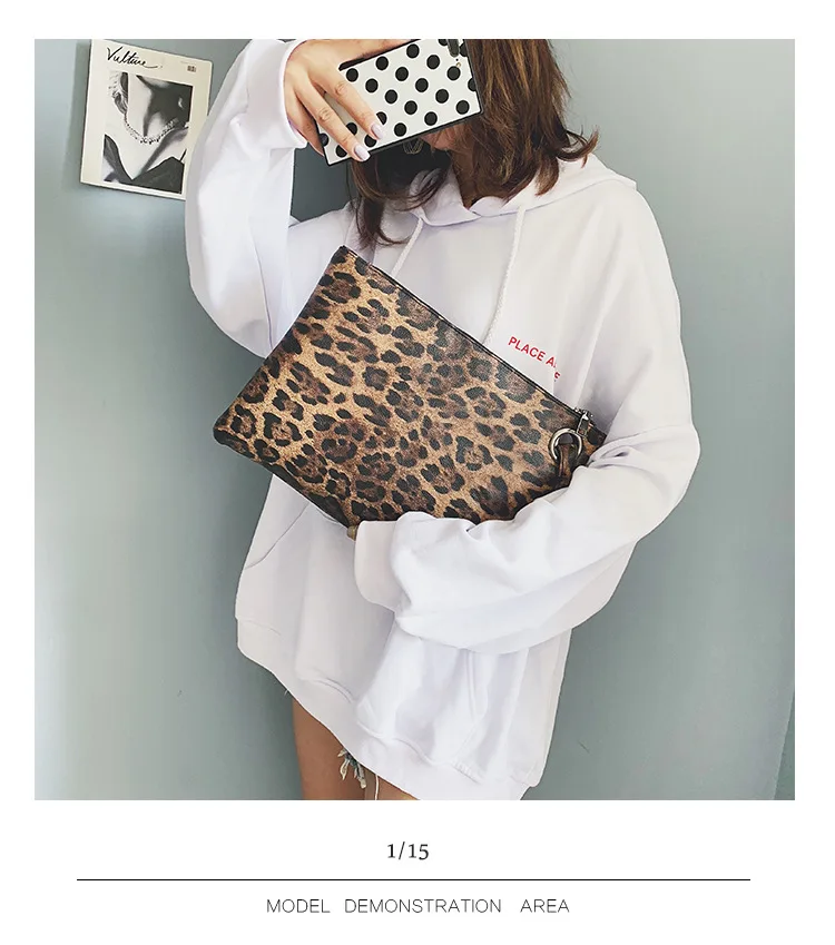 Casual Bags for Women Animal Print Leopard Clutch Female Fashion Design Leather Wallet Messenger Bag Ladies Elegant Handbag