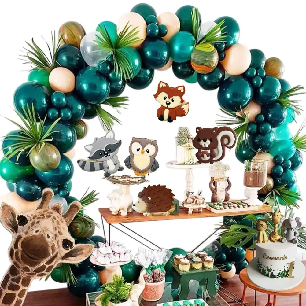 

METABLE Forest Theme Party Decoration 147Pcs10In Green Transparent Balloon Garland Arch Kit Inflator Pump Dino Birthday Country