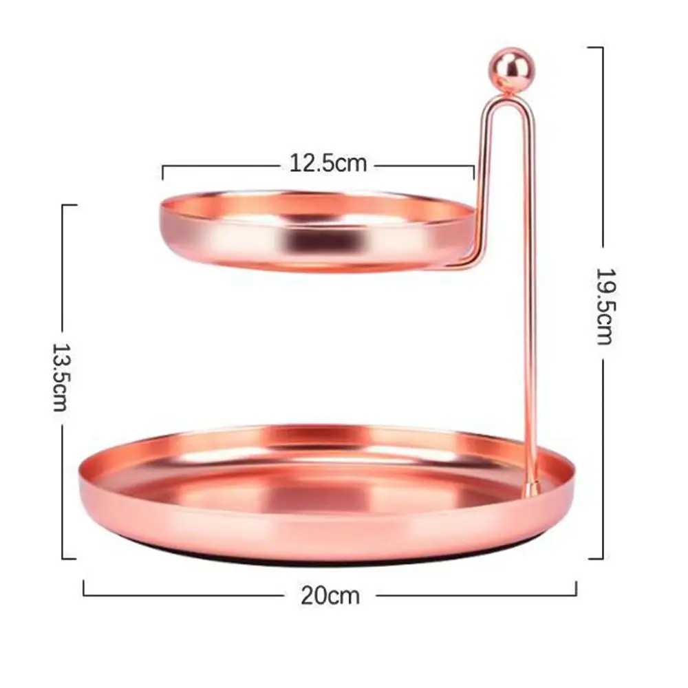 Rose Gold Мульти-металлическая вешалка двухъярусная подставка лотки Настольный косметический ювелирный держатель десерт торт витрина держатель для мелочей - Цвет: Rose Gold