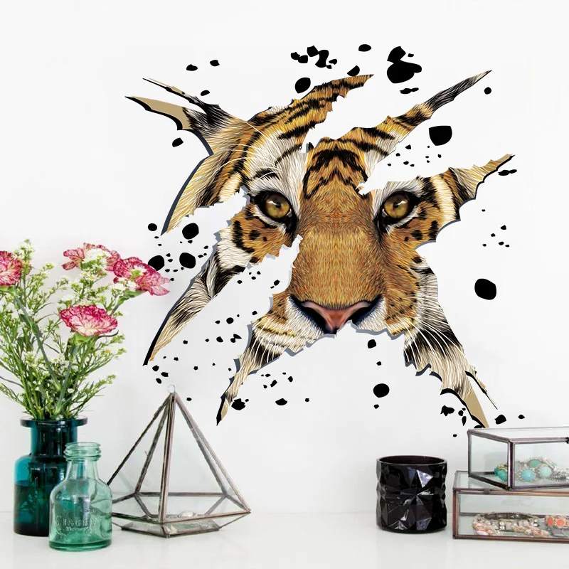 Mighty tiger head wall sticker bedroom living room DIY wall art stickers Background home decoration wallpaper
