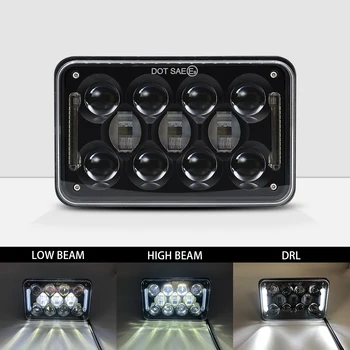 

NEW DOT EMARK Black/Chrome For Peterbilt Rectangular Headlights 379 378 357 4x6 INCH LED Sealed Beam Projector Truck Headlights