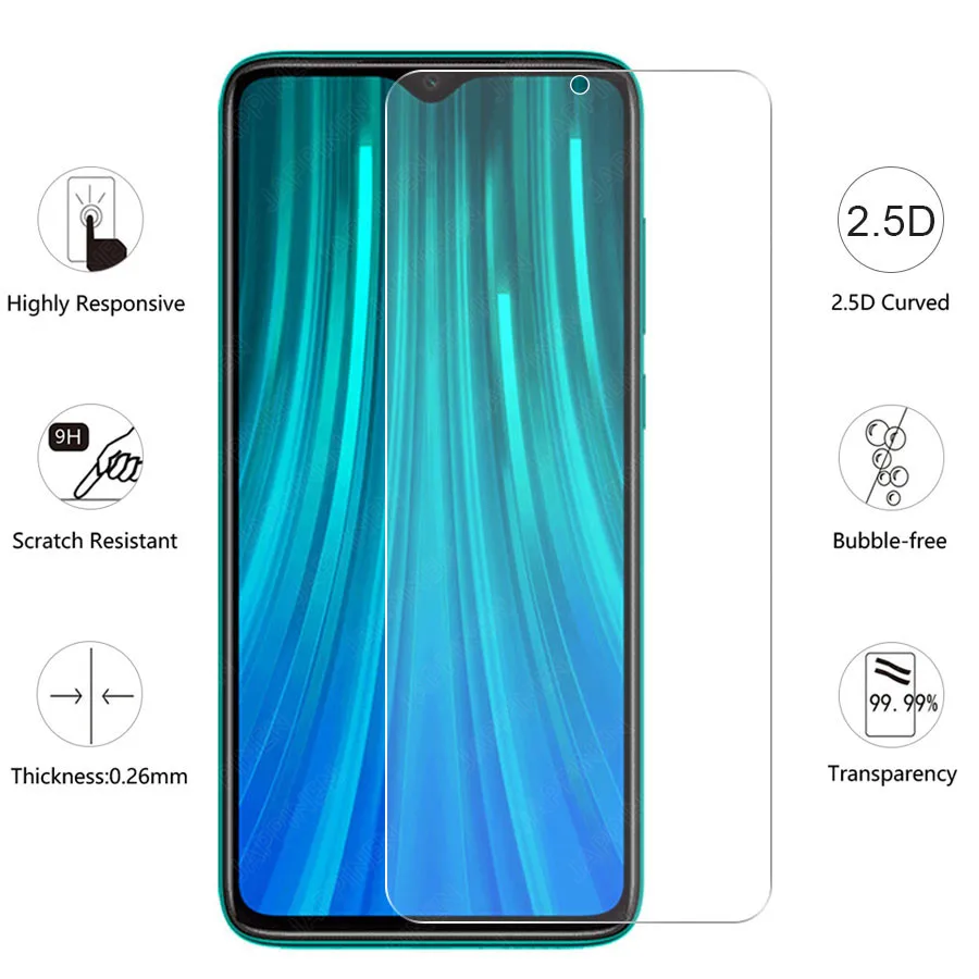 2 шт./партия 9H HD прозрачное высокочувствительное закаленное стекло для Xiaomi Redmi Note 8 Pro Защита экрана для Xiaomi Redmi Note 8