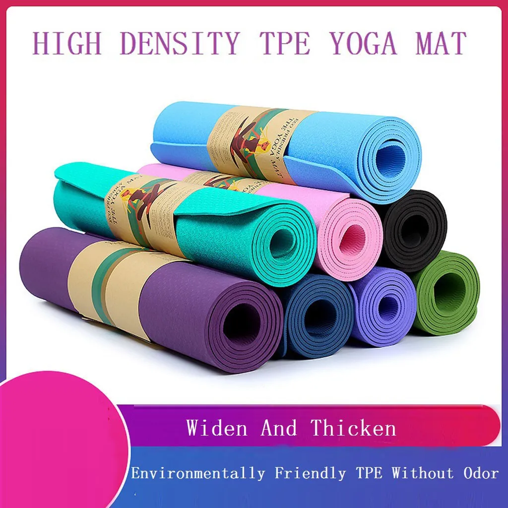 

TPE Yoga Mat 183 x 61 x 0.6cm size Widened Thickened Fitness Mat Beginner Waterproof Exercise Workout Fitness Gym Non Slip 2021