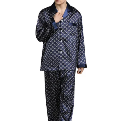 Mens Stain Silk Pajama Sets Pajamas Men Sleepwear Modern Style Printed Silk Nightgown Home Male Satin Soft Cozy Sleeping Pajamas mens cotton pajama bottoms Men's Sleep & Lounge