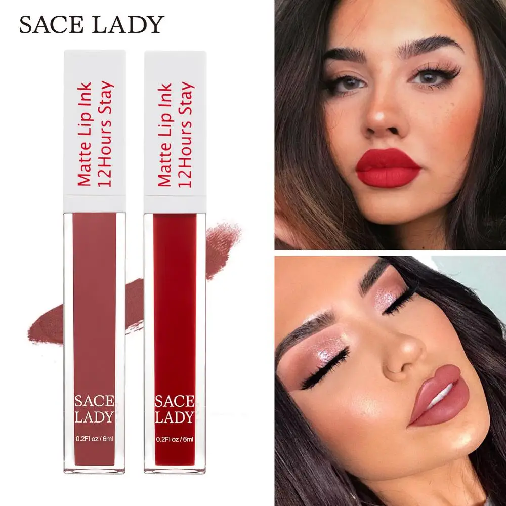 SACE LADY стойкая губная помада, макияж, Матовая жидкая губная помада, не высыхающая, макияж, телесный, красный, пигмент, водостойкая, 23 Цвета, косметика