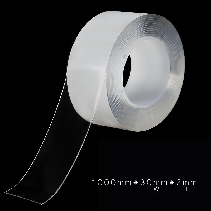 1000 мм нано двухсторонняя лента прозрачная клейкая лента Бытовая скотч водонепроницаемая лента креативная Gekkotape DIY Материал гаджет - Цвет: Прозрачный
