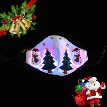 

2021 New Year Light Patterned Approved Mask Christmas Led Noel Mask Funny Santa Claus Cosplay Cloth Mask Face Fashion Anime Xmas