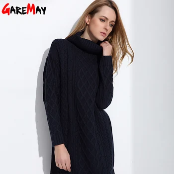 

GAREMAY Women Sweater Turtleneck Pullover Women Sweater Dress Long Sweaters 2019 Spring White Casual Clothes For Women S061
