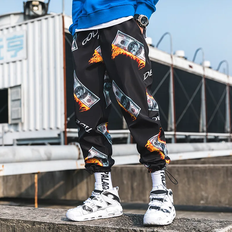 

Spring Autumn Men Printed Harem Pants Teen Hip Hop Casual Streetwear Joggers Male Fashion Elastic Waist Trousers