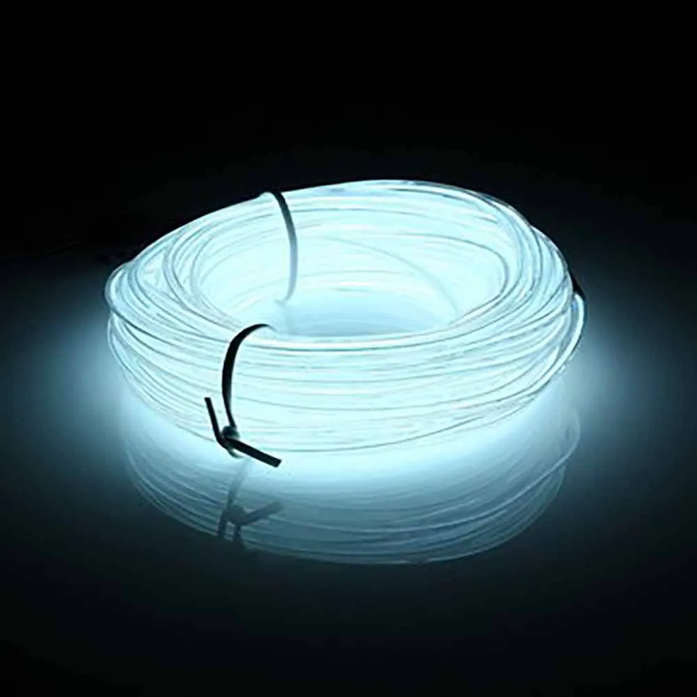 Colorful 20-220V 10M EL Led Light Creative Flexible Soft Tube Wire Neon Glow waterproof Car Rope Strip Light Xmas Decoration - Испускаемый цвет: White